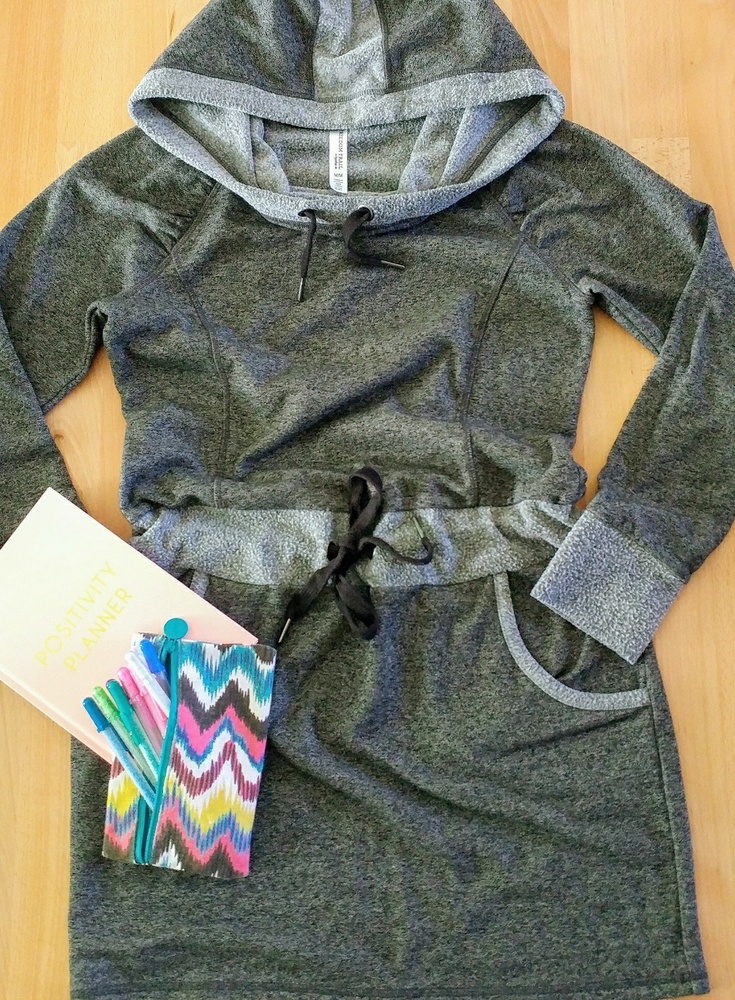 Grey hooded sweater dress